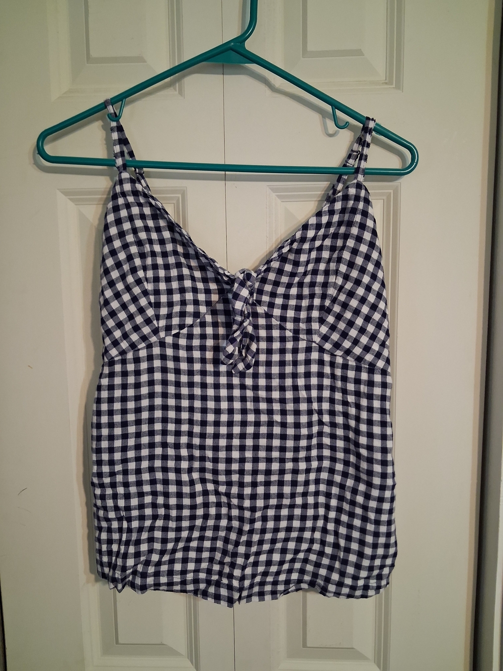 Old Navy Navy & White Gingham Tie-Front Cami